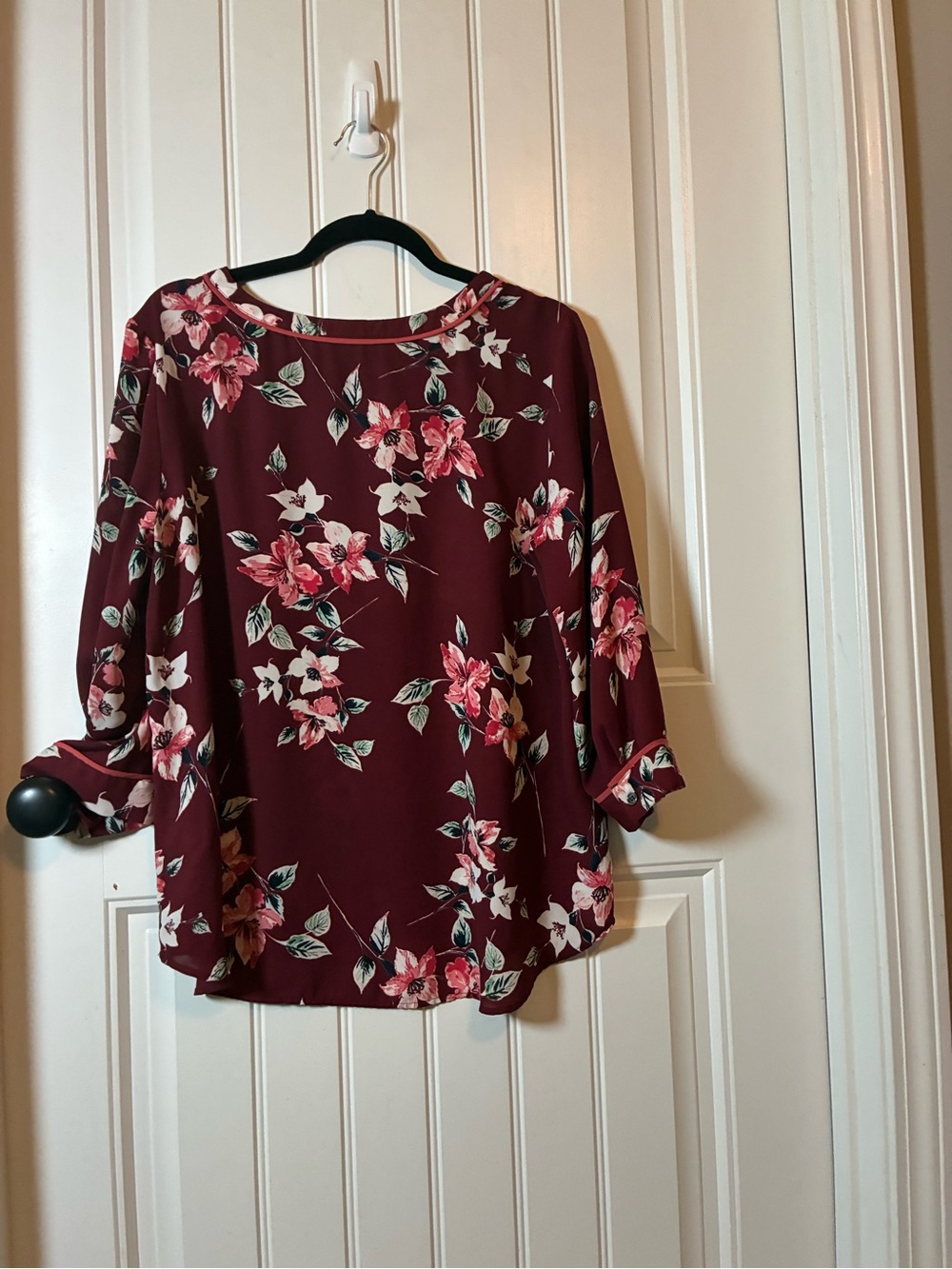 Van Heusen Burgundy Floral Blouse with Pink Accents